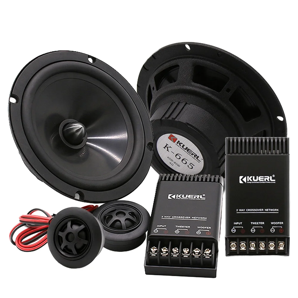 

Kuerl Hot Sale 2-way Car Audio Speaker 4 Ohm Max. 120W Car Component Speaker 6.5 Inch（1pair speakers）