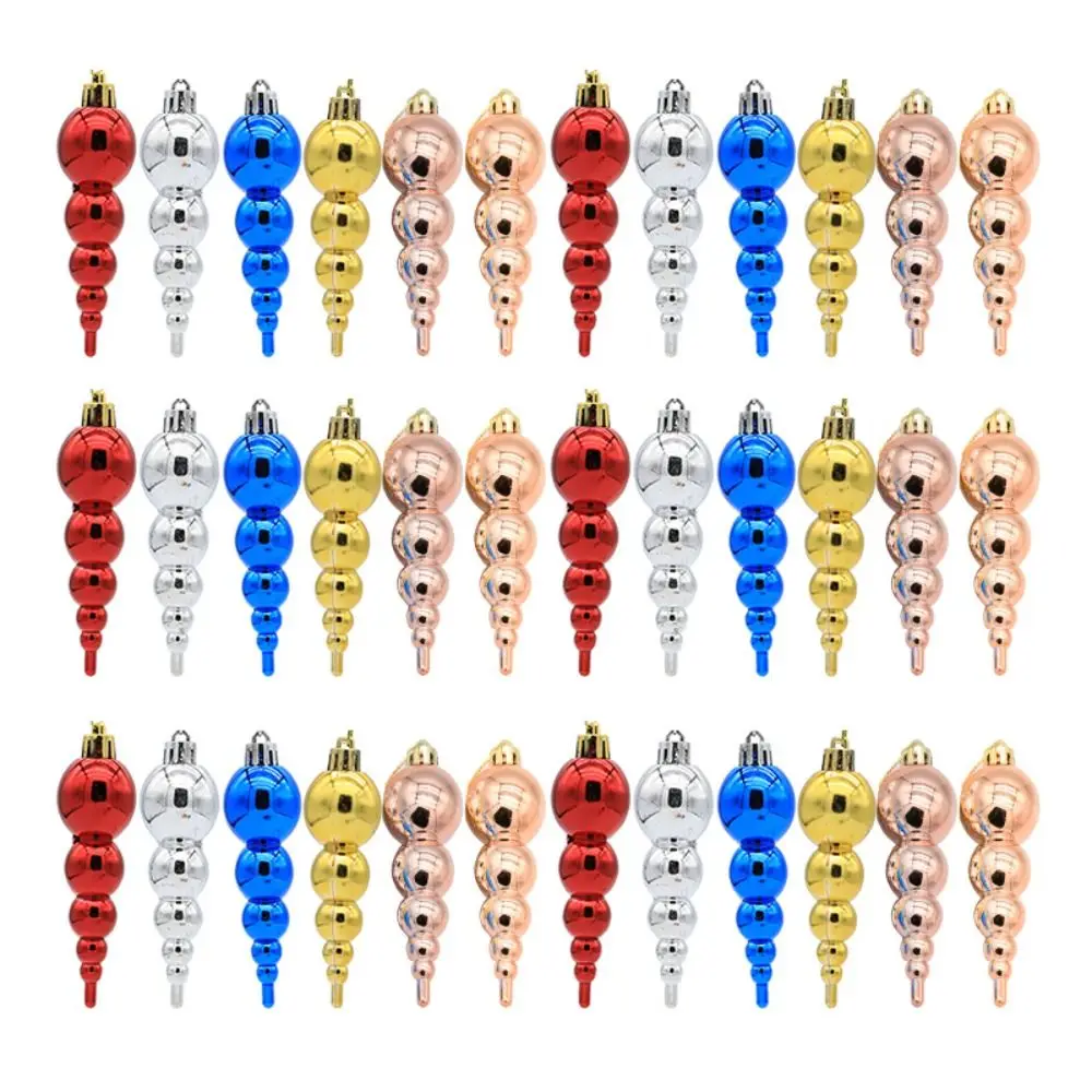 6pcs Painted Christmas Gourd String Pendant Shatterproof Reusable Christmas Tree Hanging Balls Elegant Xmas Tree Ornaments