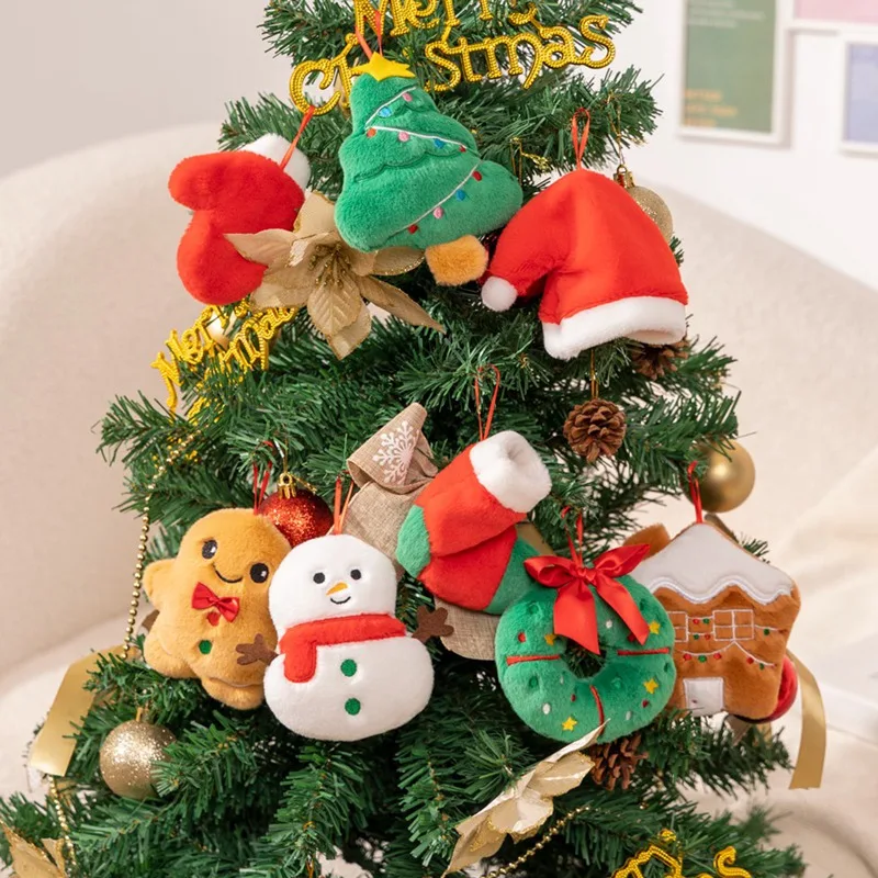 Christmas Tree Decoration Plush Santa Claus Snowman Xmas Tree Hanging Pendants Home New Year Party Decorations Gifts