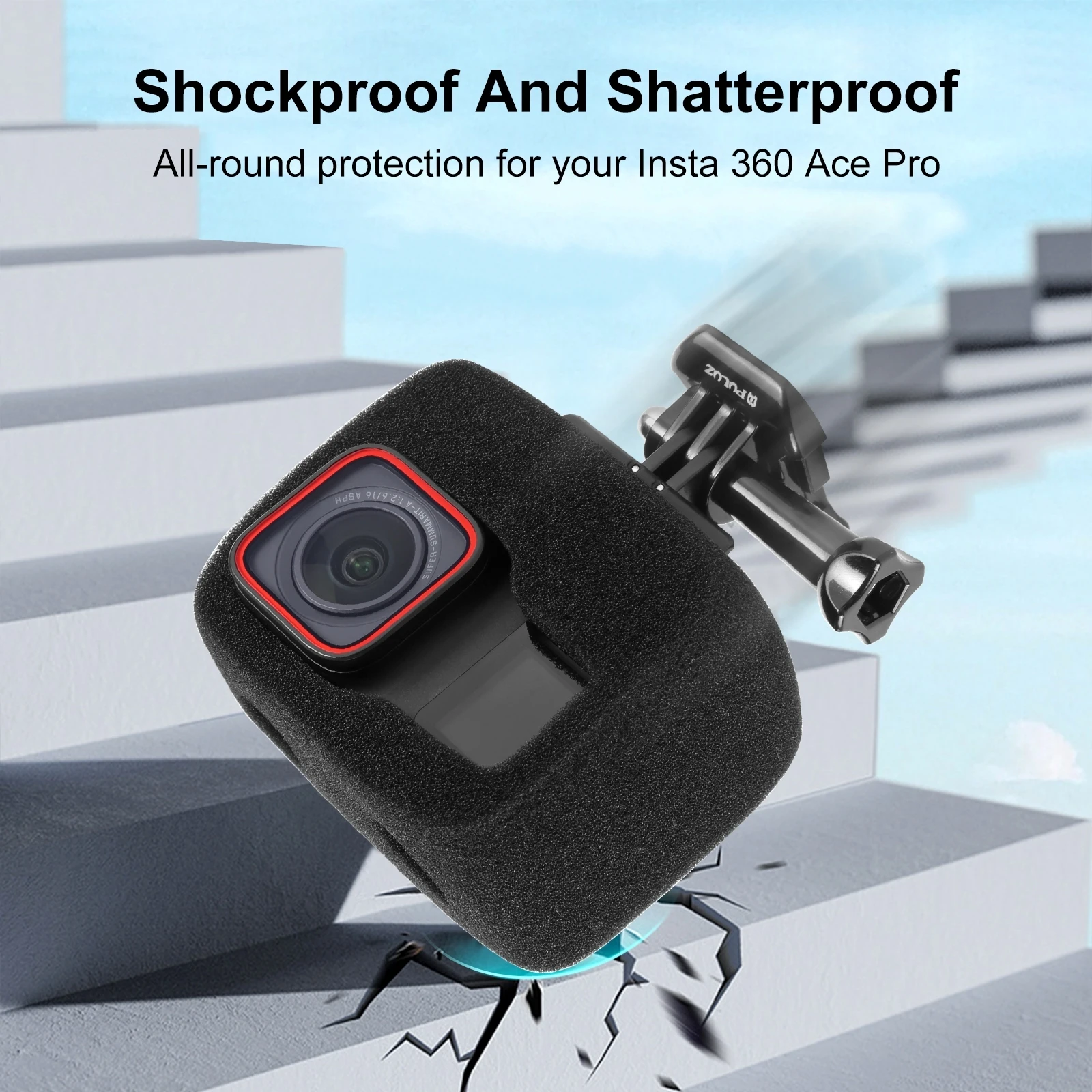 

Foam Windshield for Insta360 Ace Pro/Ace Noise Reduction Recording Foam Protector Black