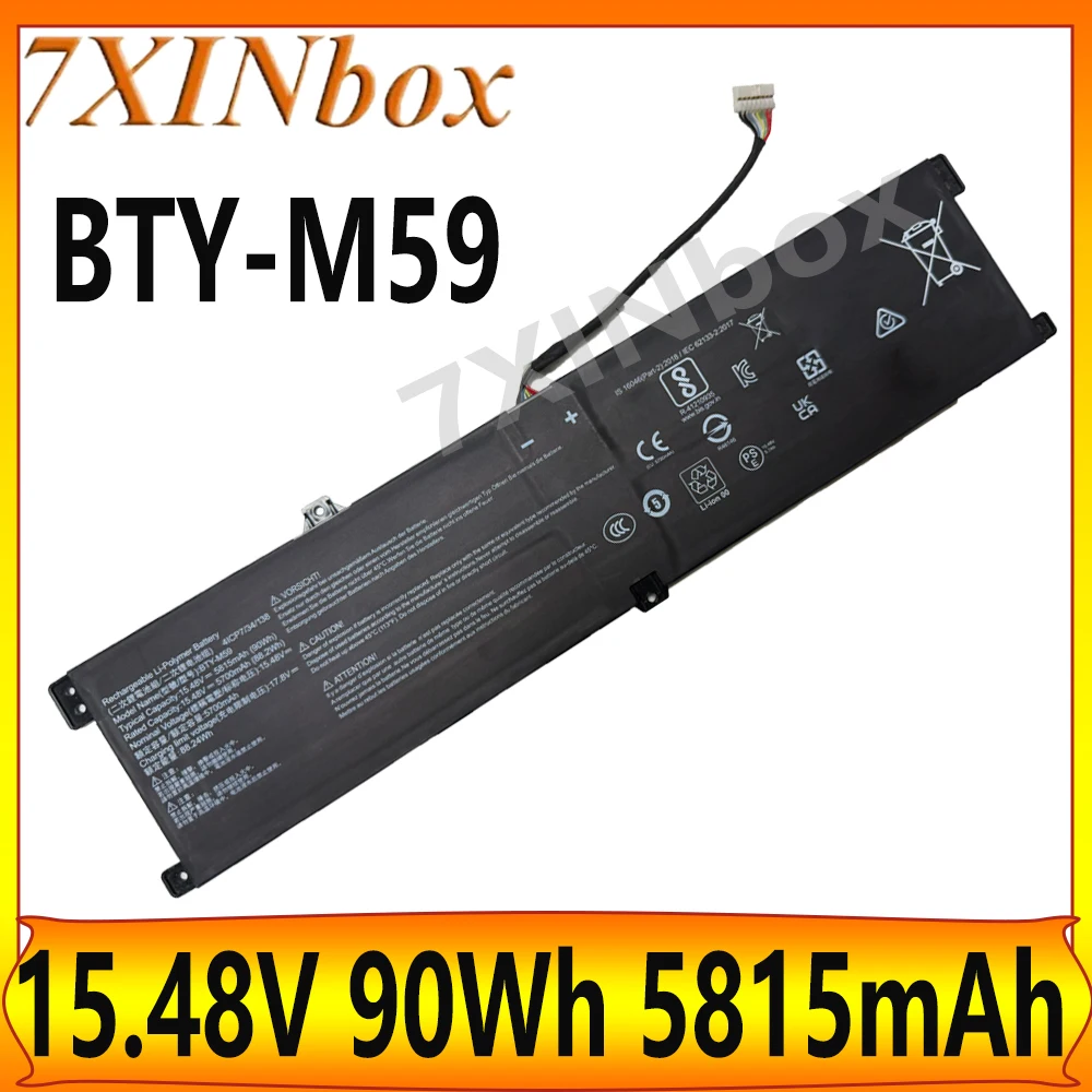 

7XINbox Новый аккумулятор для ноутбука 90 Втч BTY-M59 15,48 В 5815 мАч для MSI Crosshair 16 HX D14VFKG 17 HX D14V D14VFKG D14VGKG 4ICP7/34/138