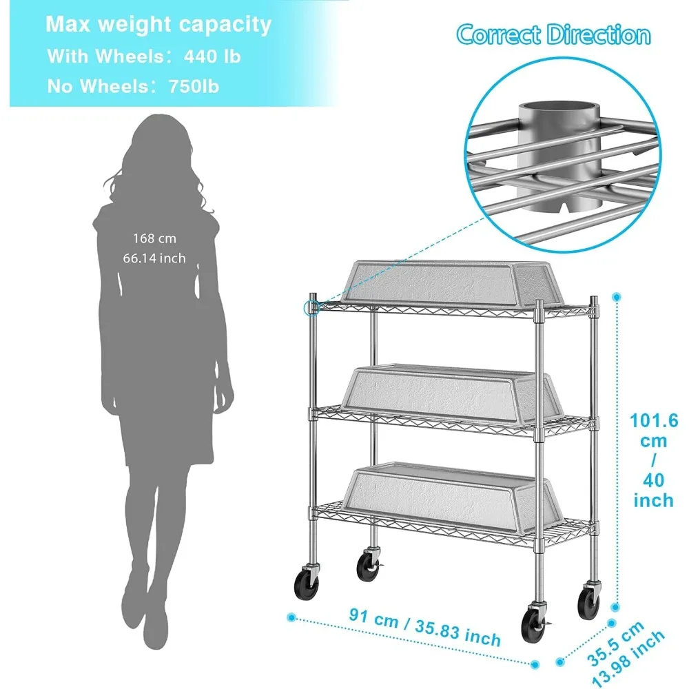 Imagem -05 - Prateleiras de Armazenamento Resistentes com Rodízios Racks Utilitários Fio Ajustável Carrinho Rolante Prateleiras de Metal Novo Prateleiras 2023