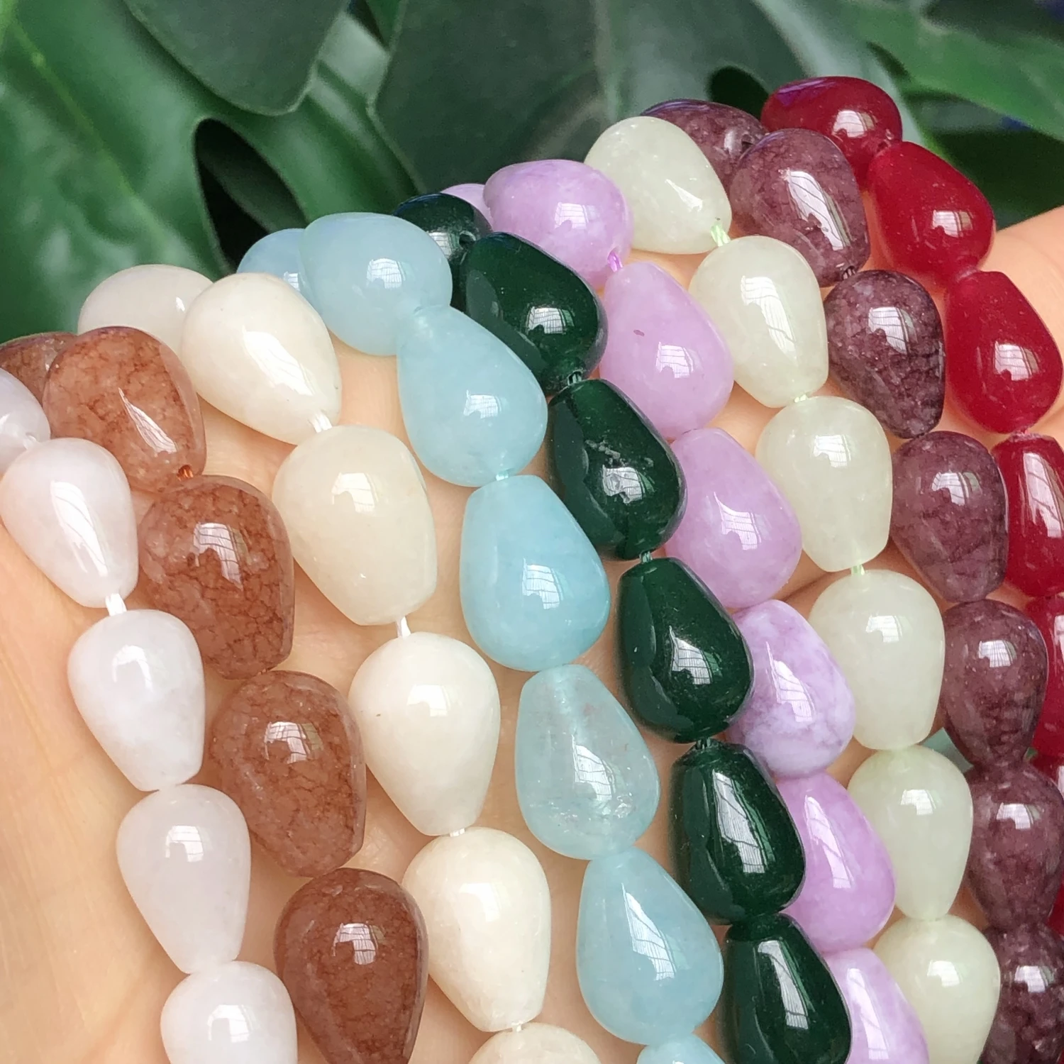 Natural Water Drop Chalcedony Jades Stone Beads Loose Spacer Beads For Jewelry Making Handmade DIY Earrings Bracelet Accessories