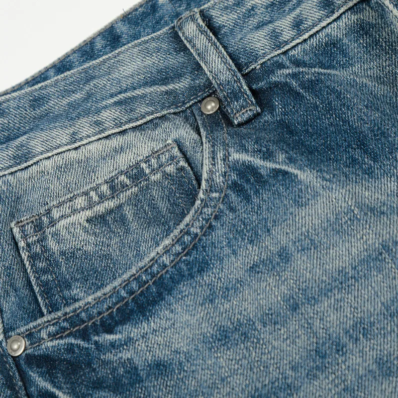 جينز كلاسيكي أمريكي للرجال للربيع والخريف، سروال كاجوال فضفاض ومغسول باللون الأبيض المصقول في الشارع