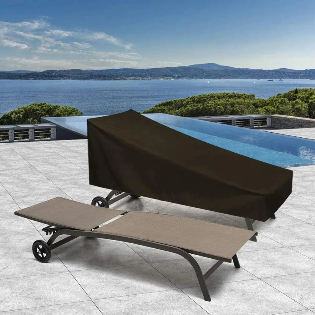 Waterproof Patio Chaise Lounge Cover, Heavy Duty Pool Lounge Chair Covers for Outside Stackable Cushions and Outdoor Furniture
