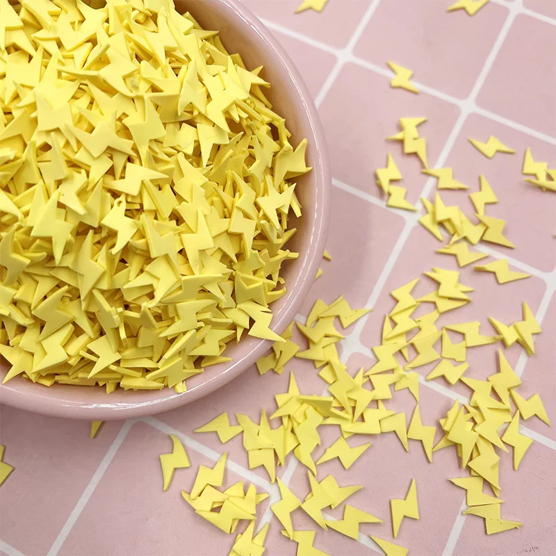 20g/lot Yellow Lightning Polymer Slices Hot Clay Sprinkles for Slime Filling DIY Shaker Cards Decoration Nail Arts Crafts 5mm