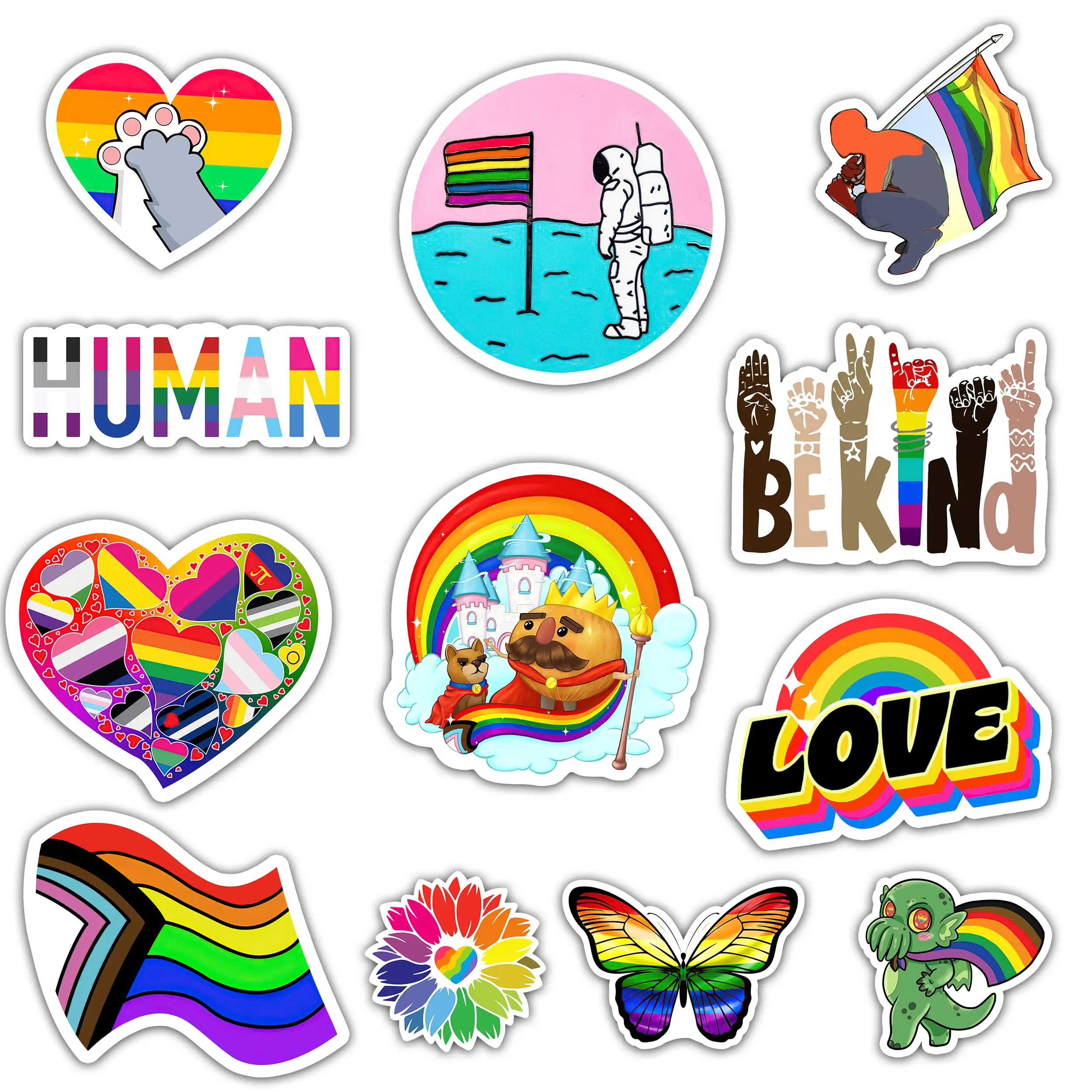 

12pcs-Rainbow Gay Pride Merch Car Fridge Magnets Stickers LGBTQ Decor Gifts Party Supplies Accessories Cruise Door Decorations