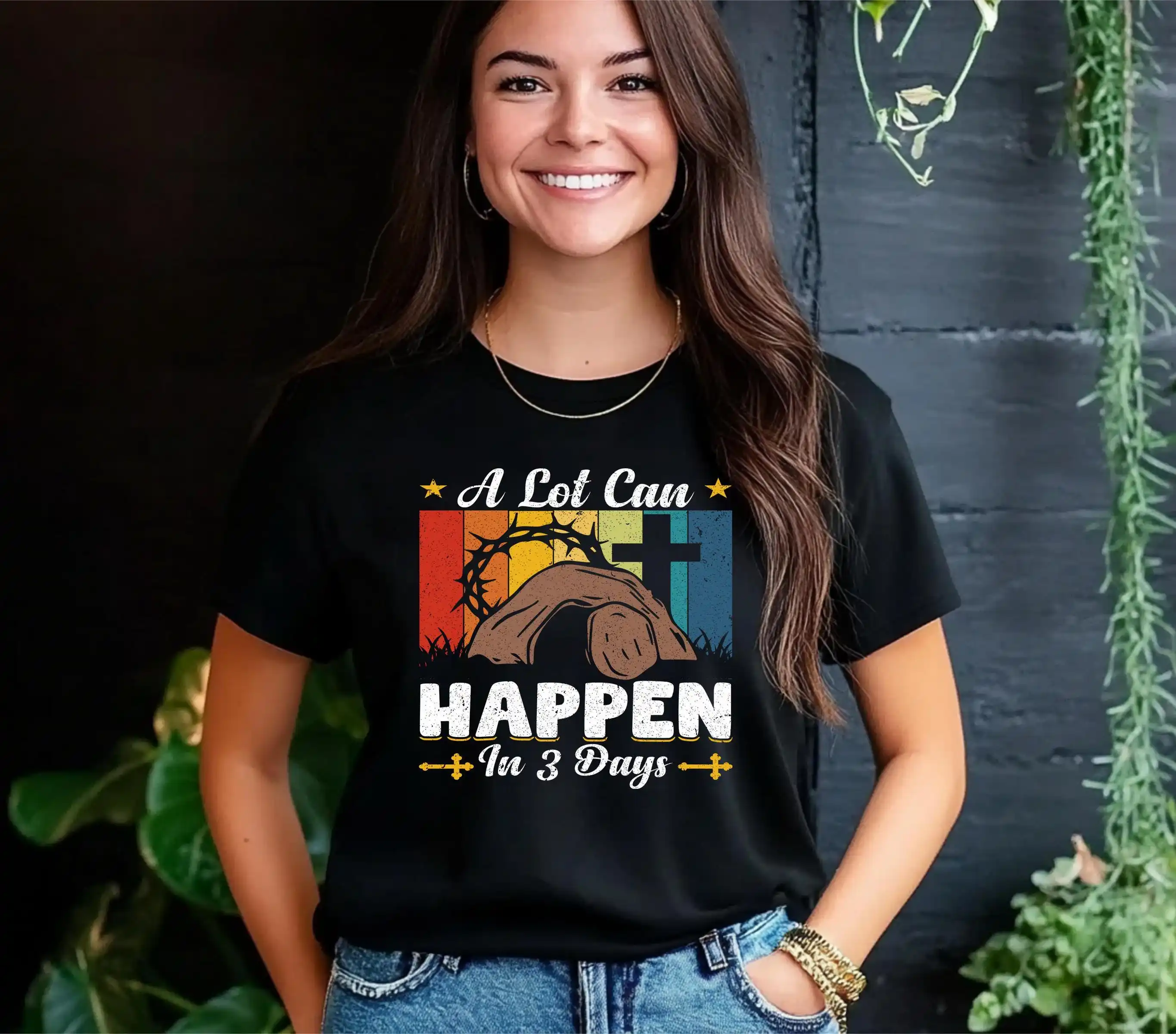 الكثير يحدث في 3 أيام تي شيرت ريترو كريستيان عيد الفصح الكنيسة هدية يسوع الدينية