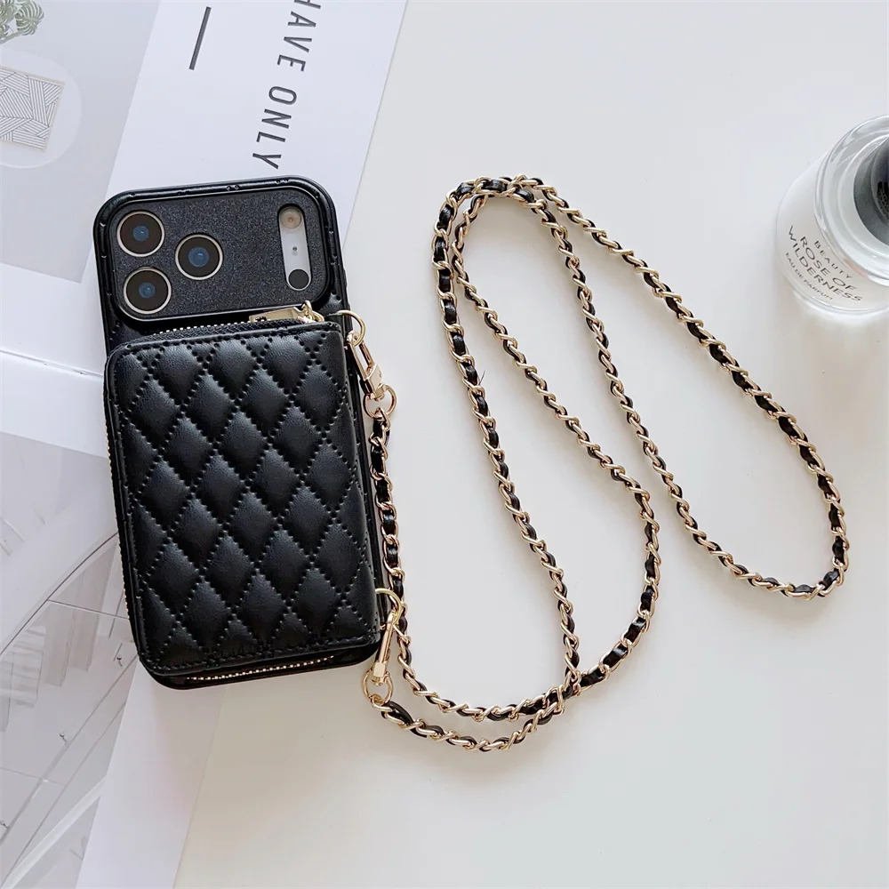 

Crossbody Lanyard Chain Phone Case For iPhone 17 Air 16 15 14 Plus 13 12 11 Pro Max X 7 8 SE 2020 2022 Wallet Card Holder Cover
