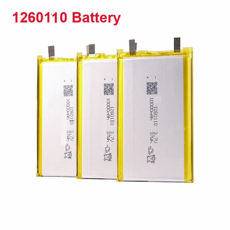 Polymer Lithium Ion Rechargeable Battery, Li-ion Battery for Power Bank, GPS Table, E-book Batteries, 10000mAh, 3.7V, 1260110