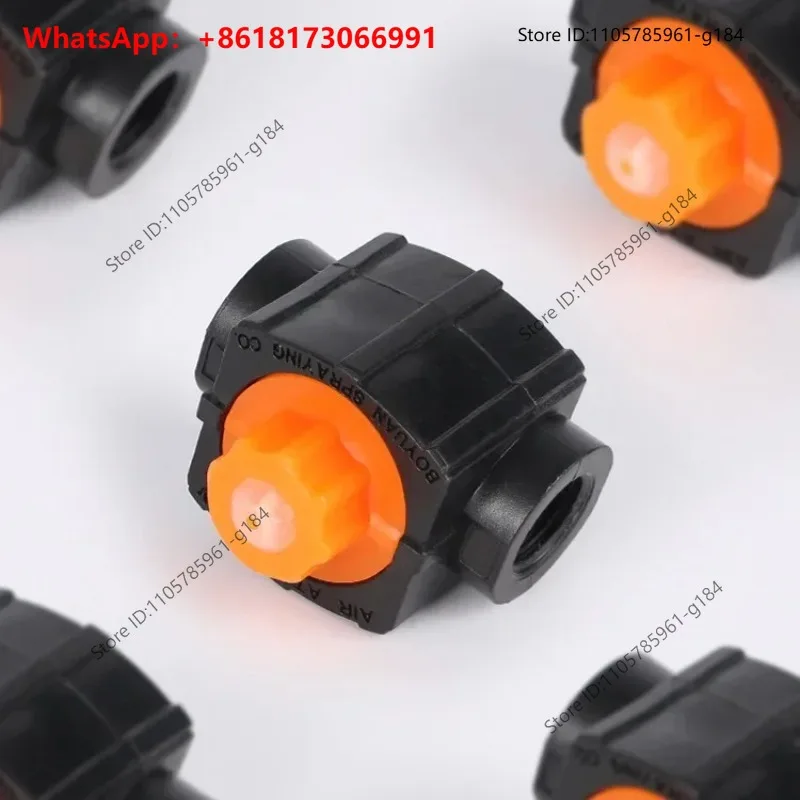Plastic PP two fluid water vapor mixed air atomizing nozzle corrosion-resistant siphon circular ultrafine mist nozzle BYCO 3PCS