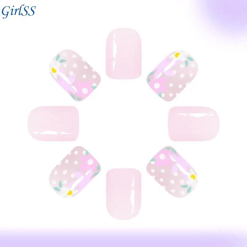 24 pezzi stampa quadrata sulle punte francesi per unghie colle per unghie finte sull'unghia artificiale T4MB