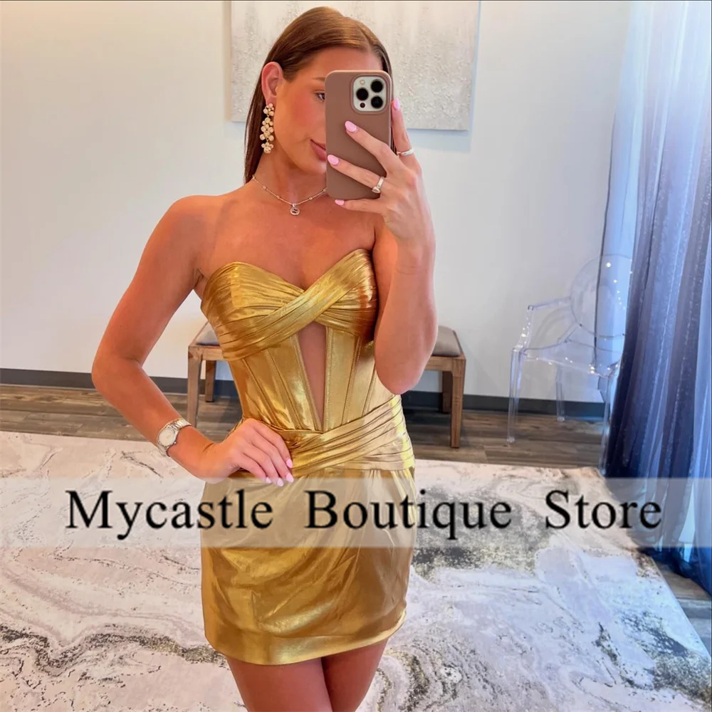 

Gold Short Prom Dresses 2025 Black Girls Sexy Sweetheart Cocktail Dresses Birthday Party Gowns Homecoming Dress Customized