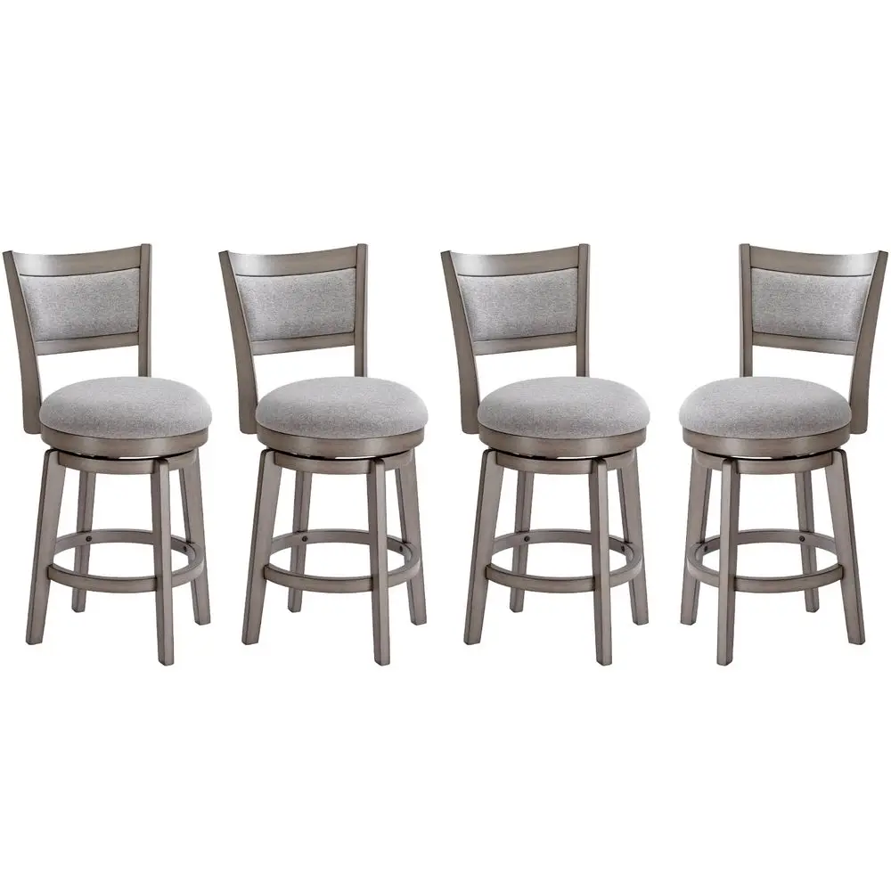 

Swivel Bar Stools Set of 4, 24 Inch Counter Height Barstools, High Back Bar Stool with Solid Wood Legs amp WrapAround Footrest,