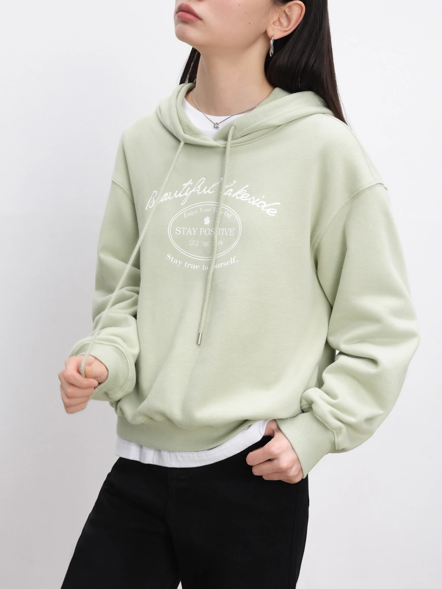 ZIQIAO Petite Size Casual Hooded Pullover Hoodie for Women 2024 Autumn/winter New Versatile Women Casual Loose Top 24ZQ93189