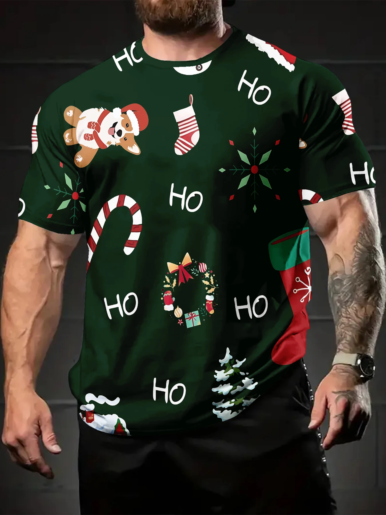 New Year Christmas Rave Party Men's T-shirt 3D Print Round Neck Short Sleeve T-Shirt Personality Street Fun Plus Size Casual Top