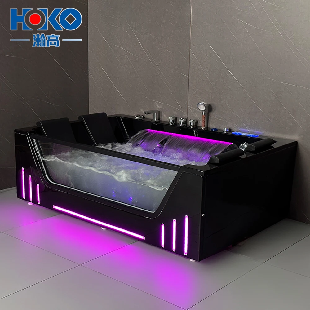 

HOKO Черная комнатная гидромассажная ванна, спа-ванна, комнатная массажная ванна с водопадом и шурупой, гидромассажная ванна