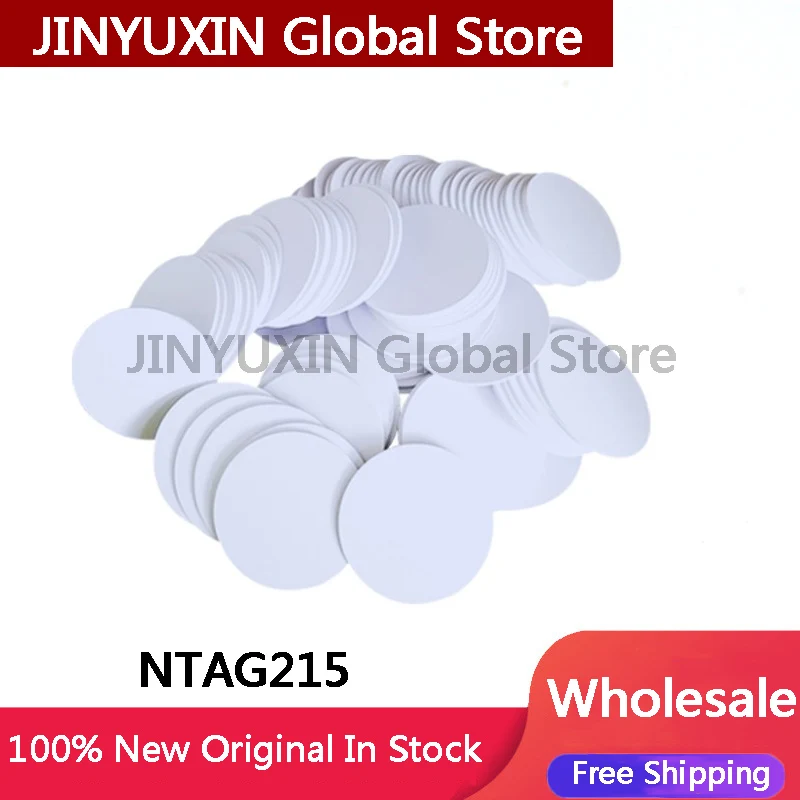 10-100 szt. NTAG215 NFC Ntag215 13.56MHz NFC Karta w kształcie monety, identyfikator, ISO EC14443A, 25mm, wodoodporny PVC, elektroniczne tagi 215