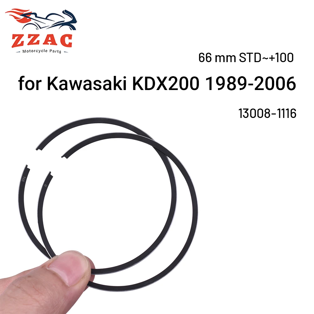 66 mm STD~+100 Piston Ring Set for Kawasaki KDX200 KDX 200 1989-2006 E1 E6 H1 H11 H6F 13008-1116 High Performance Moto Parts