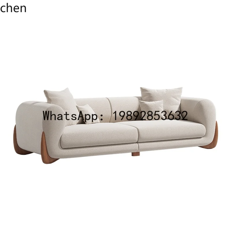 

FF cream wind straight row sofa small apartment suede fabric sofa reception lounge area