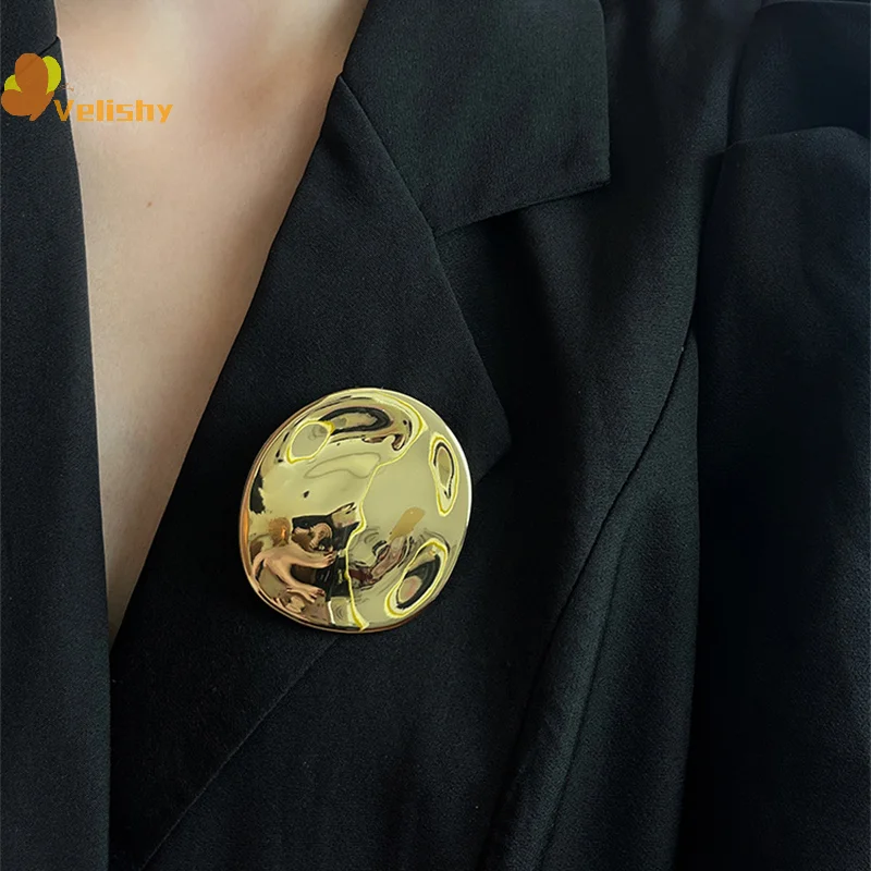 موضة جديدة الحد الأدنى غير النظامية هندسية المعادن غير المستوية مصقول البيضاوي بروش للنساء فتاة هدايا مجوهرات الحفلات #4