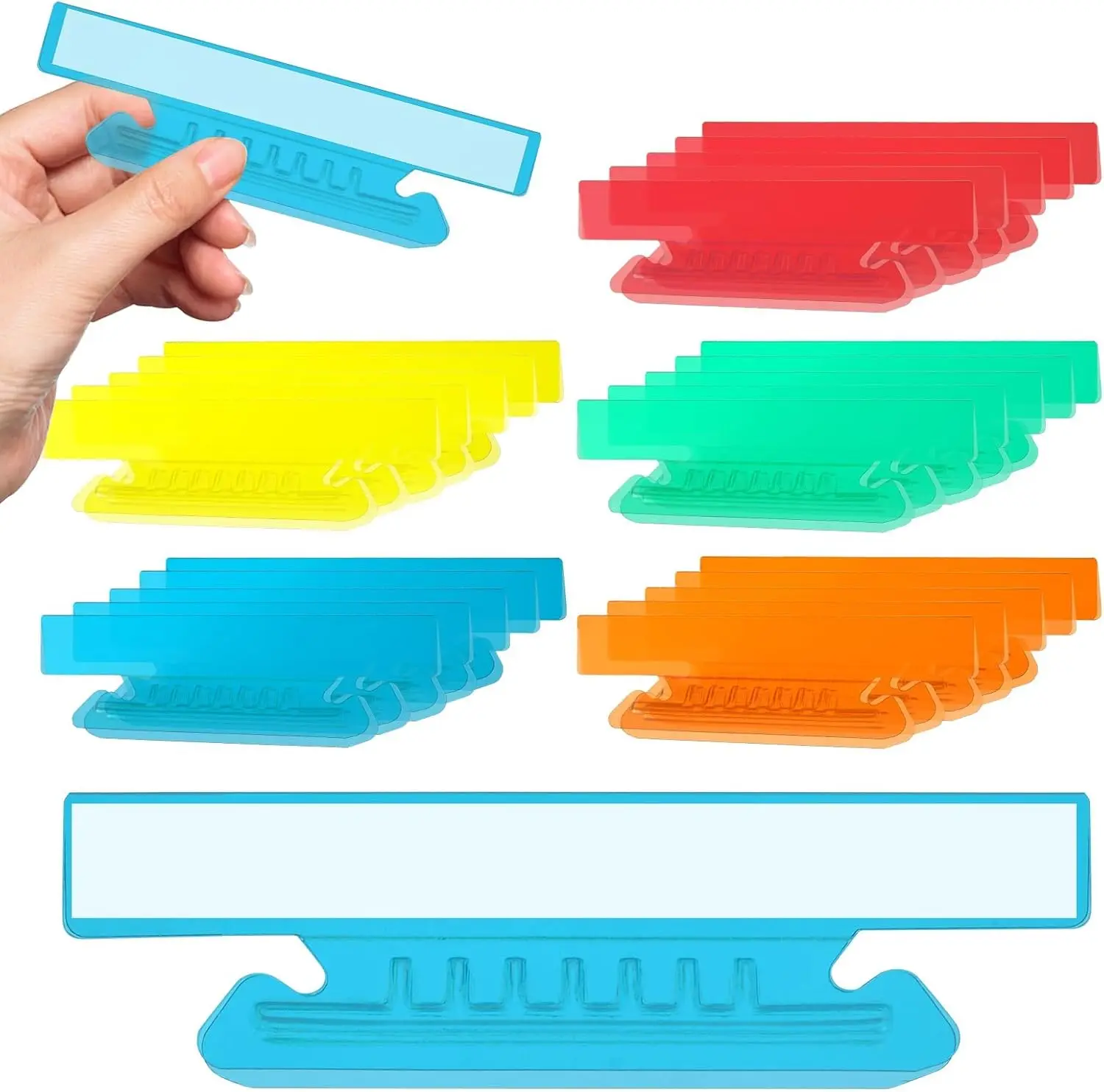 

50 Pack 4 Inch Hanging File Folder Tabs and Inserts, Clear Plastic, Assorted Colors, Office Filing Labels