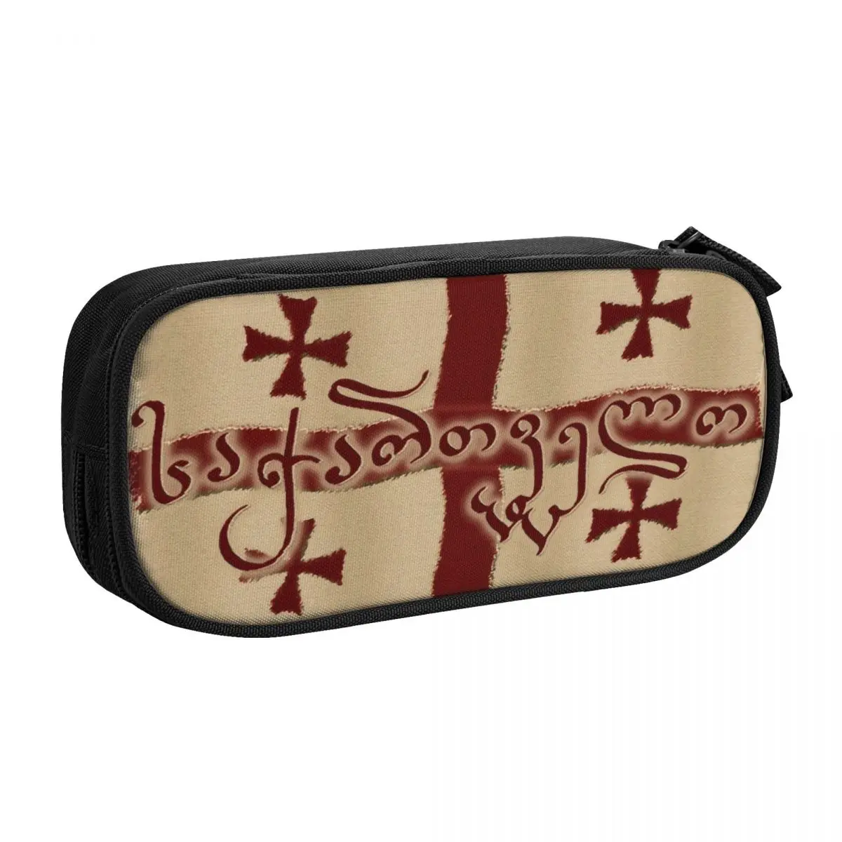 Customized Republic Of Georgia Flag Cute Pencil Cases Large Capacity Georgian Proud Patriotic Pencil Bag School Accessories