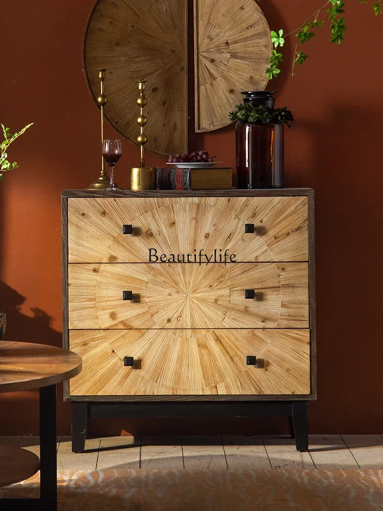

LLAmerican retro master bedroom storage cabinet solid wood home living room dining room creative wall cabinet