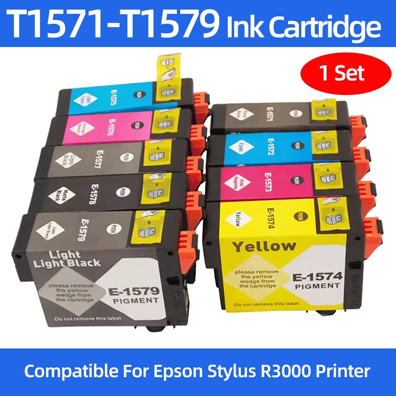 

T1571 T1572 T1573 T1574 T1575 T1576 T1577 T1578 T1579 R3000 Ink Cartridge With Chip Compatible For Epson stylus R3000 Printers