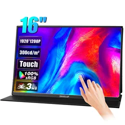 ZEUSLAP -Moniteur portable à écran tactile 16 pouces, 100% sRGB, 1200P, IPS, affichage de voyage pour Steam Deck, commutateur pour ordinateur portable, PS4, PS5, Xbox