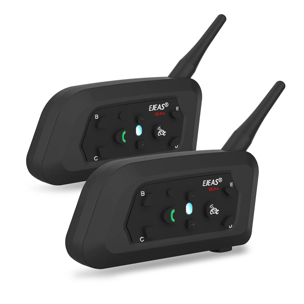 Intercomunicador para Motocicleta Ejeas V6 Pro, 6 Conductores, Intercomunicador Dúplex Completo para Moto, Intercomunicador Bluetooth para Casco