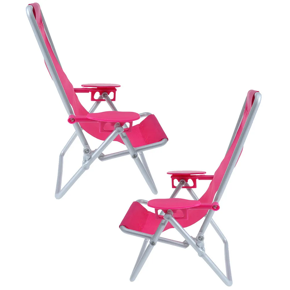 

2Pcs Simulated Mini Beach Chair Foldable Compact Lightweight for Kids Mini House Decoration Miniature Lounge Chair Micro
