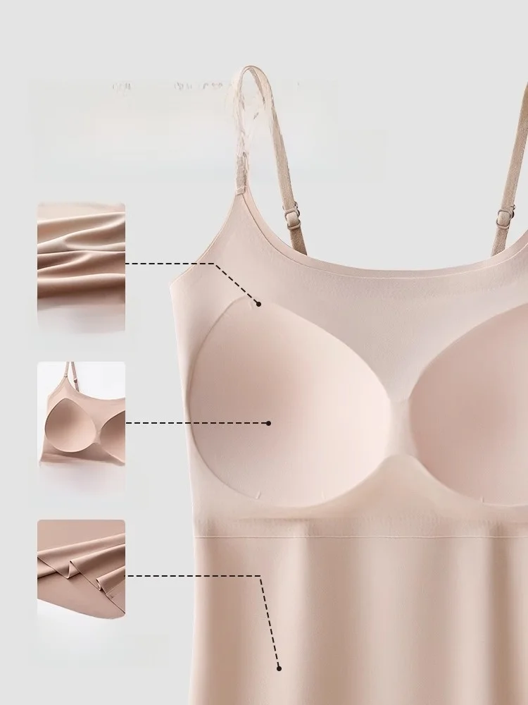 Yuzhao Lin Women's Camisole Tank Top Ice Silk One-Piece Underwear Sleeveless Inner Wear New 2026 Pad Integrated Vest