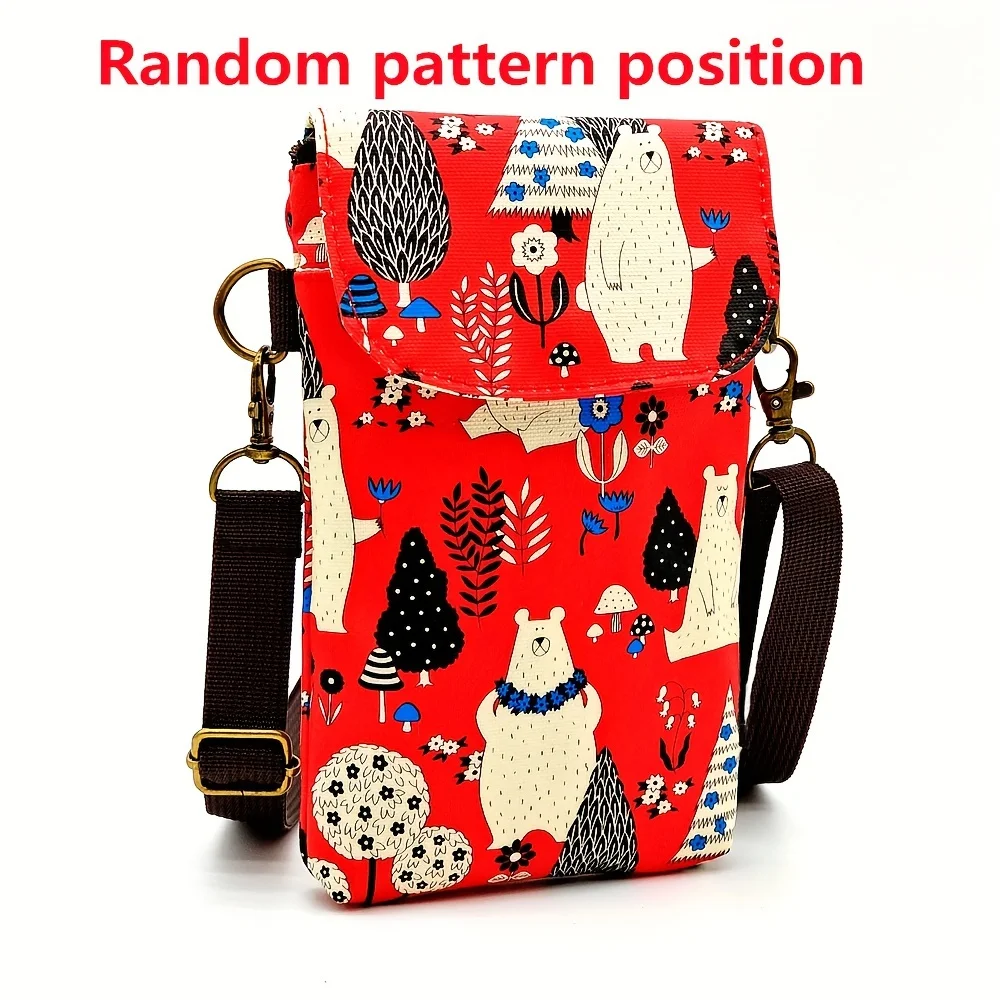 Niedliche Umhängetasche mit Katzen- und Tiermotiv, Kawaii-Stoff-Handytasche, kleine Umhängetasche mit verstellbarem Riemen, Geldbörsen und Handtaschen – Detail 15