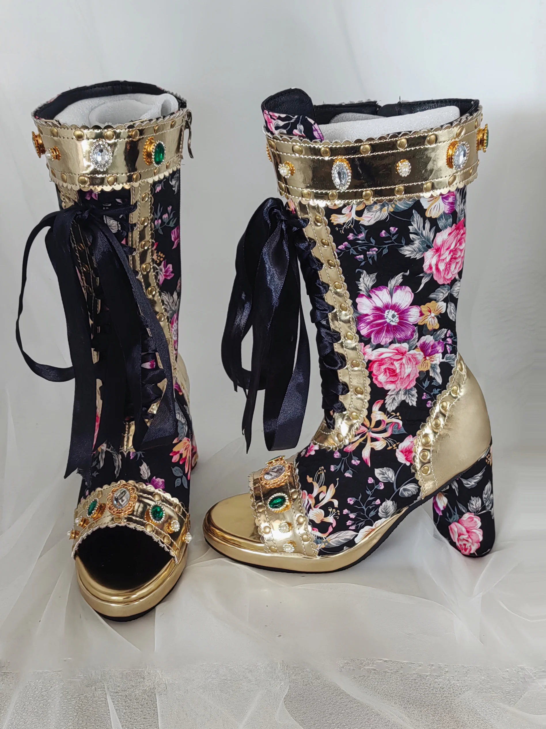 

Корейские ботинки челси Antaina с блестящими стразами, на шнуровке и молнии, с открытым носком, водонепроницаемые, на платформе, короткие зимние ботинки