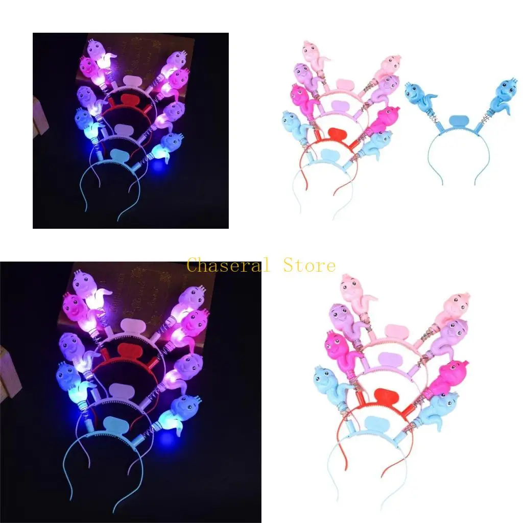 E7CE 5PCS Glowing Snake Hair Hoop for Chinese New Year Adults and Kids Comfortable and Multiuse Snake Headband Festival Props