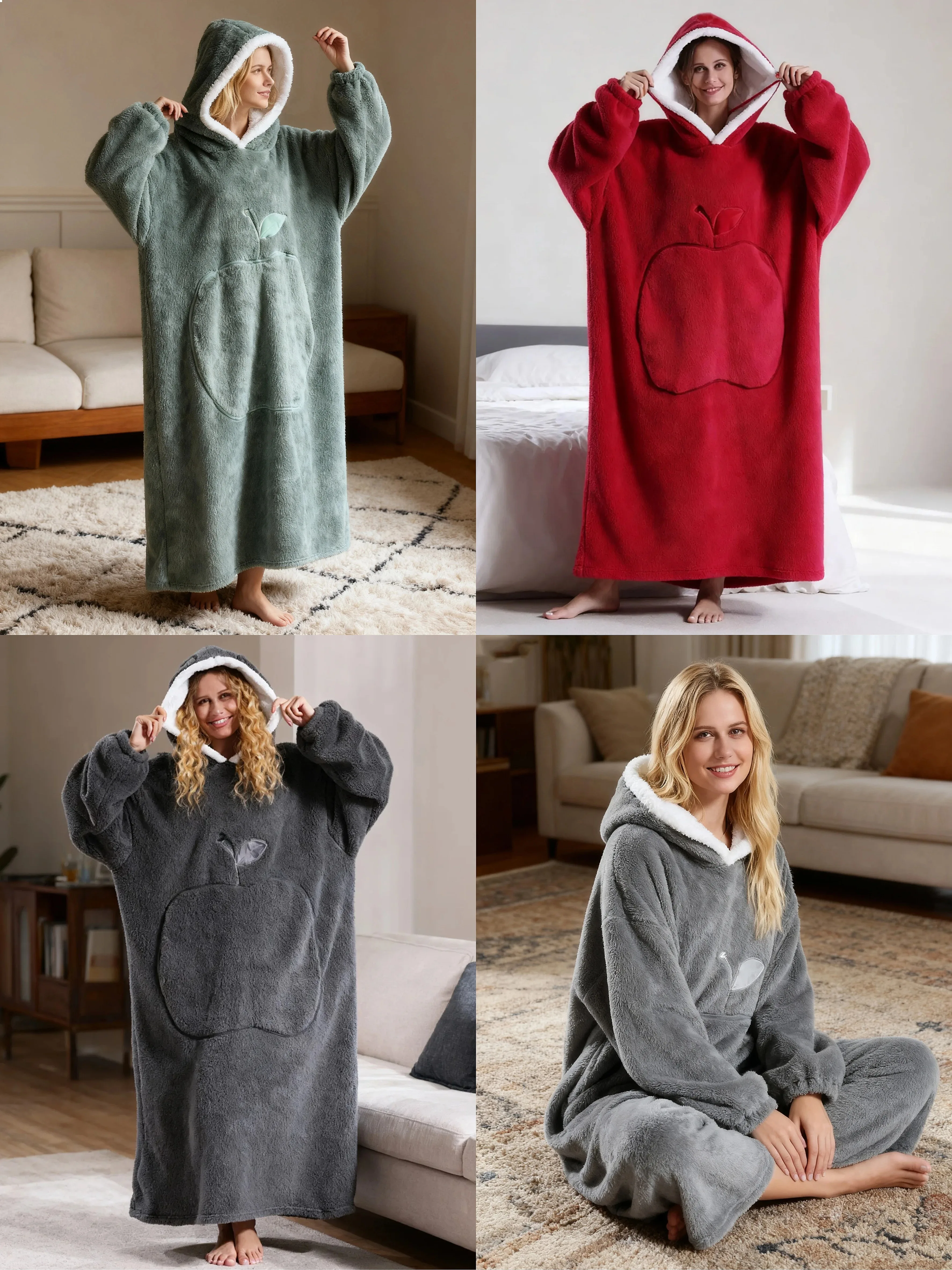 Wearable Blanket Oversized Hooded Sweatshirt with Sleeves Extra Long Cape Hoodie for Women Men TV Pajamas
