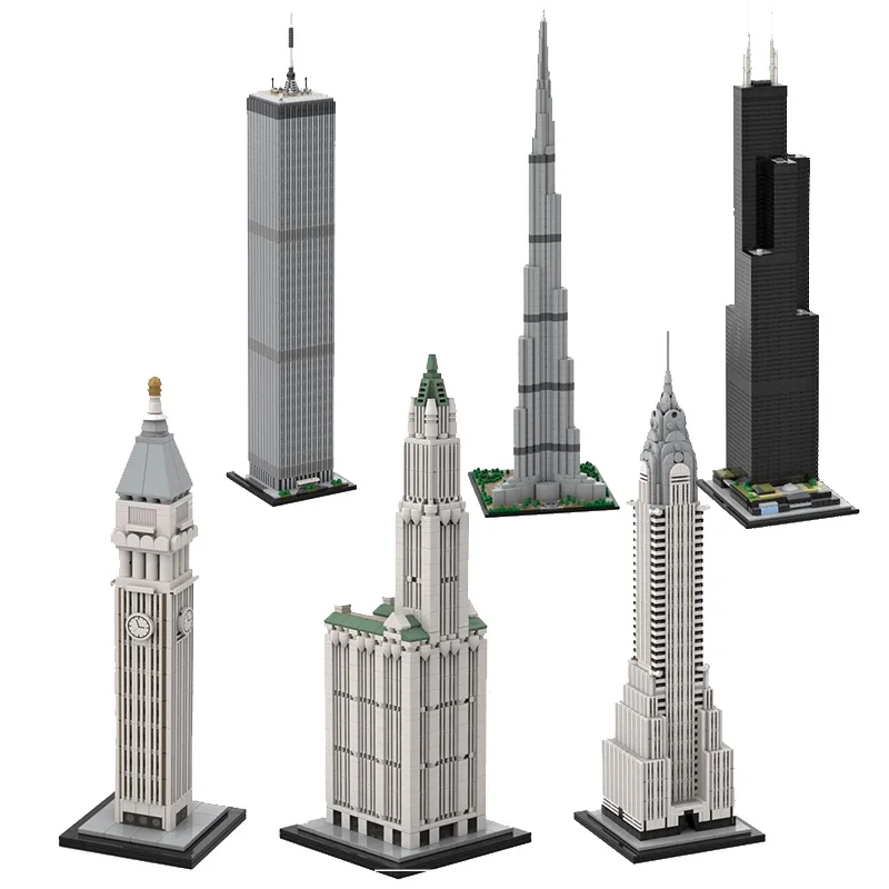 Zestaw klocków MOC seria Wysoki Budynek, kreatywny model do składania, idealny na prezent świąteczny dla wszystkich miłośników architektury.