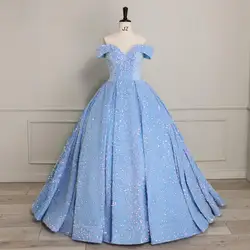 Y&M Novias Custom Color Luxury Sequins Off The Shoulder Quinceanera Dresses 15 Ball Gown For Party Plus Size Vestido De Noiva