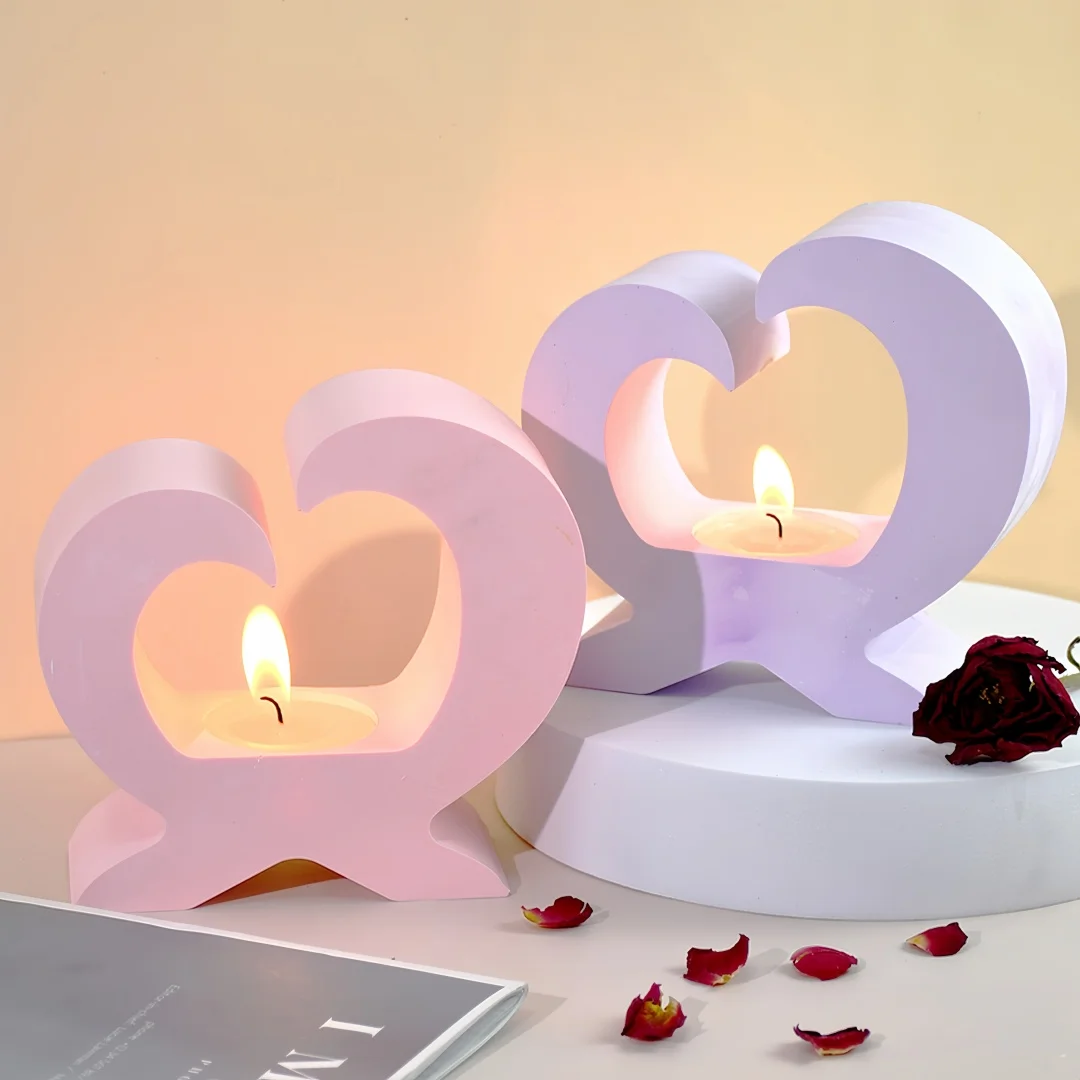 

Heart Candle Holder Mold 3D Love Candle Container Silicone Mold DIY Candlestick Handmade Home Decoration Making Tool