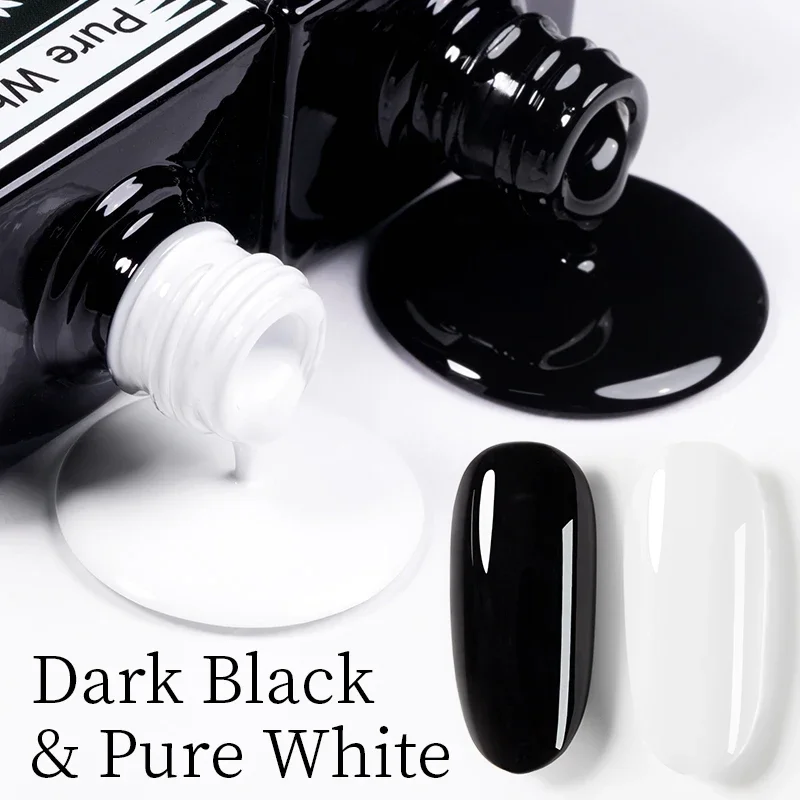 BOZLIN 18ML Pure White Dark Black Gel Nail Polish Semi Permanent Nail Art Manicure Soak Off LED UV Gel Varnishes