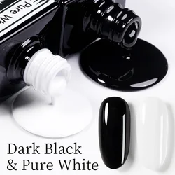 BOZLIN 18ML Pure White Dark Black Gel Nail Polish Semi Permanent Nail Art Manicure Soak Off LED UV Gel Varnishes