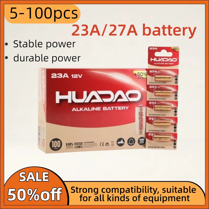 بطارية قلوية A27 27A 12V. متوافق مع موديلات A27BP/K27A/VR27/R27A. لأجراس الأبواب وأجهزة التحكم عن بعد وسيارات الألعاب والمفاتيح.