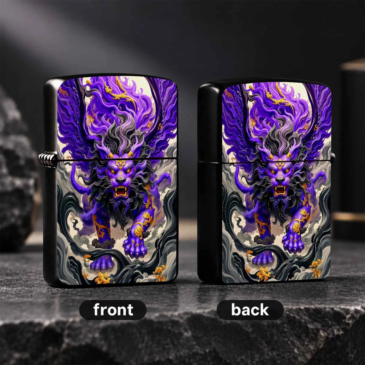 Mythical Purple Auspiciousprint Lighter, Exquisite Cloud Pattern Decorative Portable Igniter, Stylish Creative Daily Use Accessory, Ideal Gift For Outdoor Gathering Party Festival Present For Friends A Humorous And Interesting Lighter