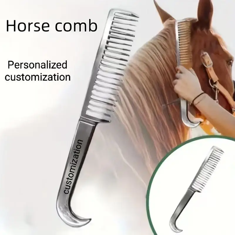 Hochwertiger Aluminium-Pferdepflegekamm, Metall-Striegelbürste zur Entfernung von losem Haar bei Ponys, Pflegewerkzeuge für Pferde zu Hause und im Stall – Detail 2
