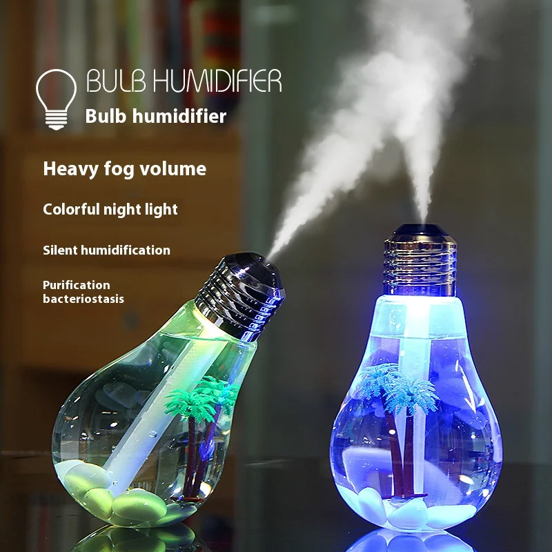 Honxiy Creative Style Small Night Light Micro Landscape Mister Smoke Emitting Usb Silent Small Colorful Light Bulb Humidifier