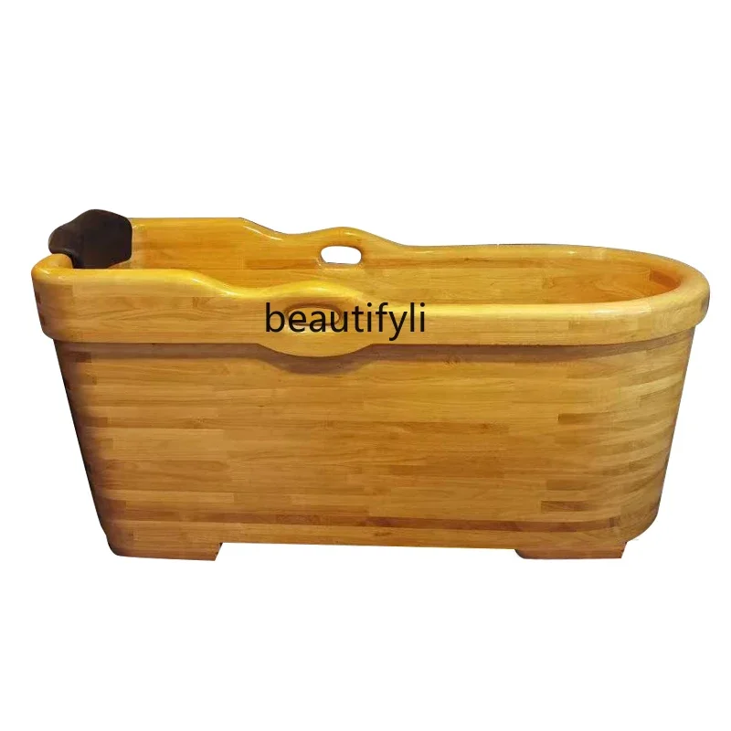 

Oak Thickened Adult Wooden Bucket Bath Barrel Home Club Bath Bucket Villa Bath Basin Full Body Bathtub