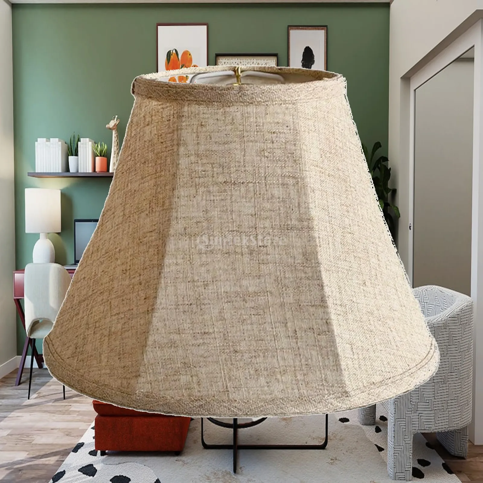 Handmade Collapsible-Frame-Style Cloth Shade Versatile Collapsible Lampshade with Metal Frame Tapered Round Lampshade Sturdy