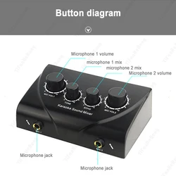 Karaoke Sound Mixer Professional Audio System Portable Sound Mixer EU/US Plug Karaoke Dual Mic Inputs Audio Sound Mixer