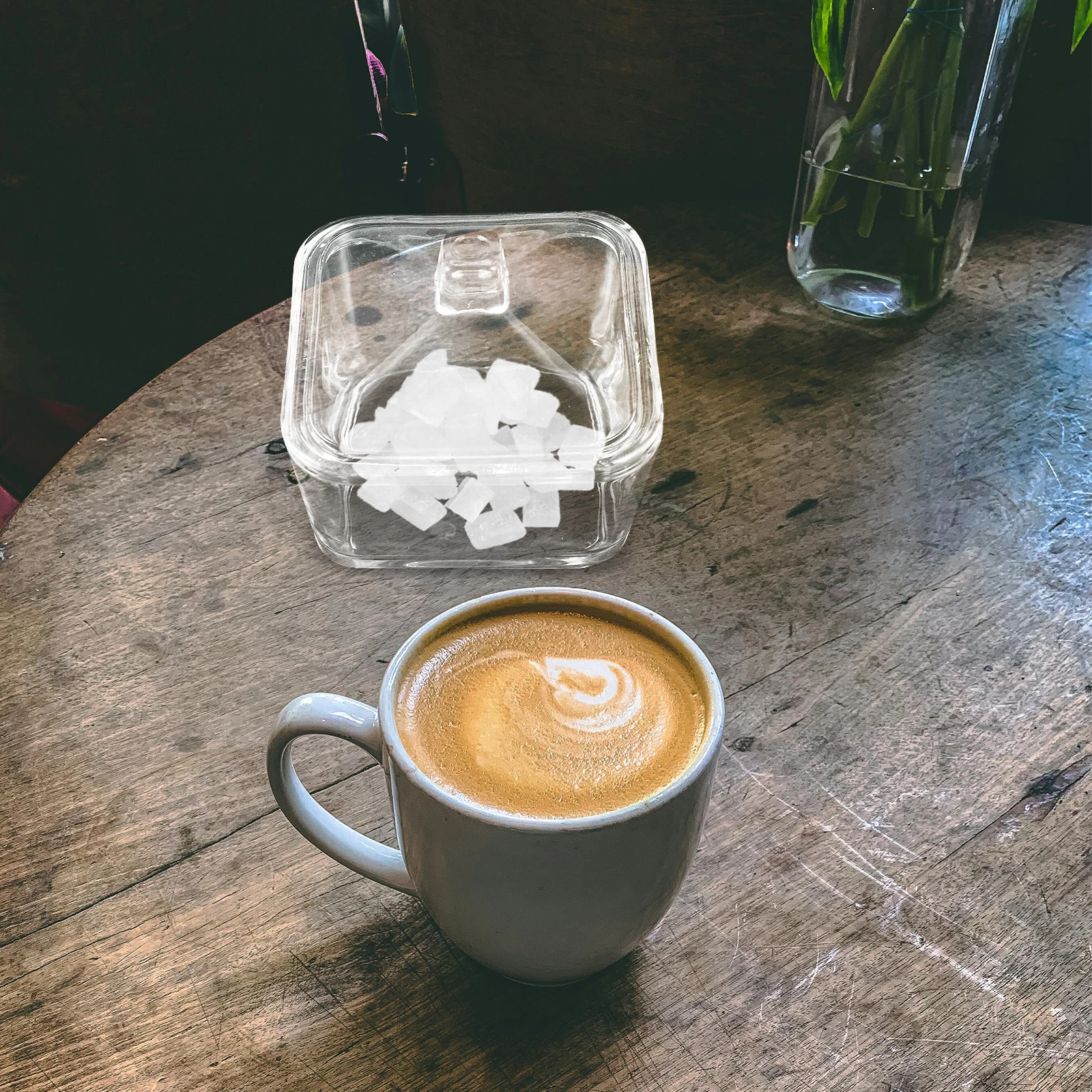

Coffee Cube Jar Clear Bowls Glass Storage Container Candy Tank Sugar with Lid Dish Tea Containers